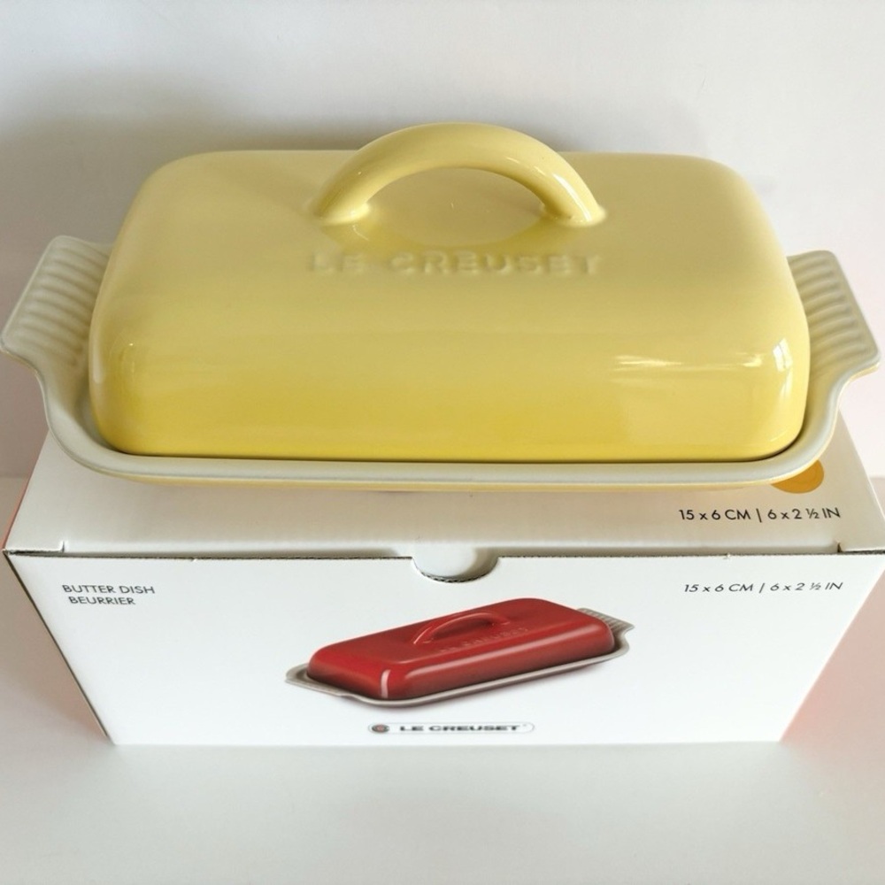 RARE Le Creuset Heritage Butter Dish New Camomille Yellow Color - New in Box